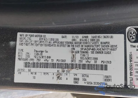 2014 Ford Fiesta Se from USA, damaged, VIN 3FADP4BJ0EM171657